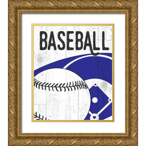Baseball Gold Ornate Wood Framed Art Print with Double Matting by Perrenoud, Aubree