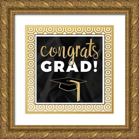 Congrats Grad! In Gold Gold Ornate Wood Framed Art Print with Double Matting by Perrenoud, Aubree