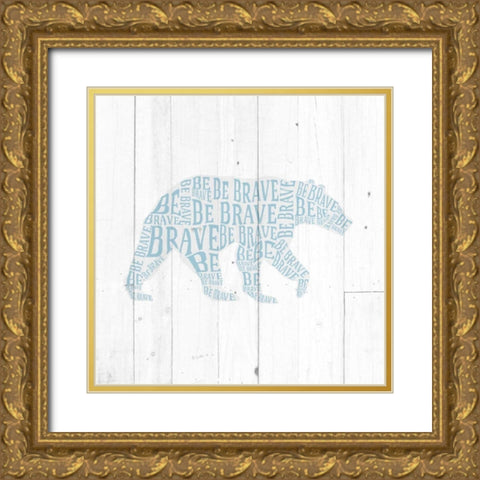 Bear Shiplap Gold Ornate Wood Framed Art Print with Double Matting by Perrenoud, Aubree