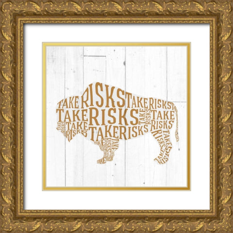 Buffalo Shiplap Gold Ornate Wood Framed Art Print with Double Matting by Perrenoud, Aubree