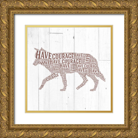 Wolf Shiplap Gold Ornate Wood Framed Art Print with Double Matting by Perrenoud, Aubree