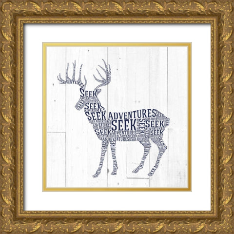 Deer Shiplap Gold Ornate Wood Framed Art Print with Double Matting by Perrenoud, Aubree