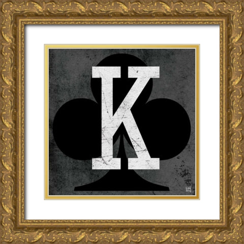King of Clubs Gray Gold Ornate Wood Framed Art Print with Double Matting by Perrenoud, Aubree