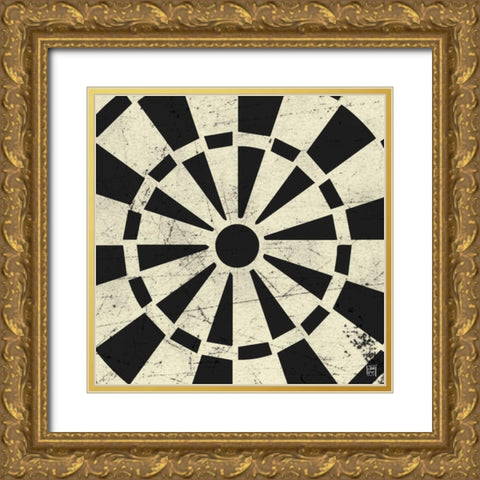 Dart Board Antique Gold Ornate Wood Framed Art Print with Double Matting by Perrenoud, Aubree