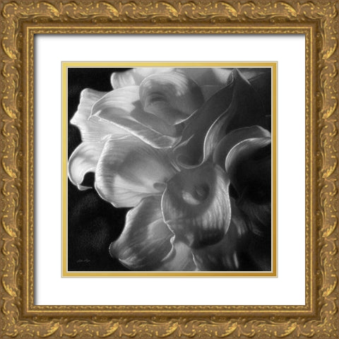 Calla Lilies - Emerging Dawn BandW Gold Ornate Wood Framed Art Print with Double Matting by Bogle, Collin