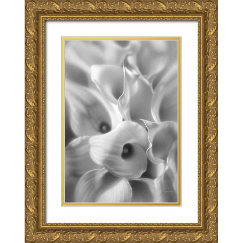 Calla Lilies Gold Ornate Wood Framed Art Print with Double Matting by Bogle, Collin