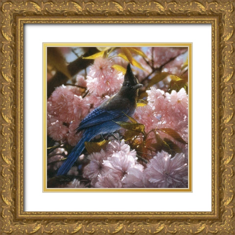Stellers Blossoms Gold Ornate Wood Framed Art Print with Double Matting by Bogle, Collin