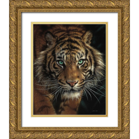 Eye of the Tiger Gold Ornate Wood Framed Art Print with Double Matting by Bogle, Collin