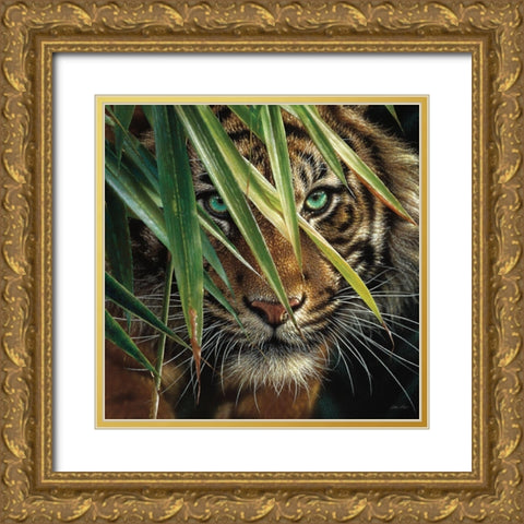 Tiger Eyes Gold Ornate Wood Framed Art Print with Double Matting by Bogle, Collin