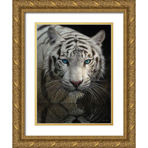 White Tiger - Into the Light Gold Ornate Wood Framed Art Print with Double Matting by Bogle, Collin