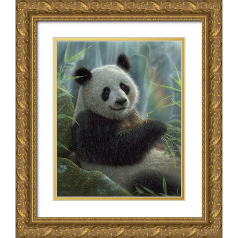 Panda Paradise Gold Ornate Wood Framed Art Print with Double Matting by Bogle, Collin