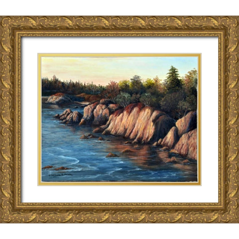 Carmel Sunset Gold Ornate Wood Framed Art Print with Double Matting by Felisky, Barbara