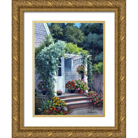 Gray House Arbor Gold Ornate Wood Framed Art Print with Double Matting by Felisky, Barbara