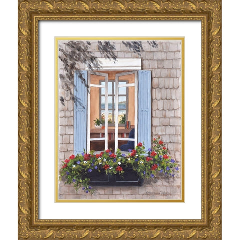 Beach House Window Gold Ornate Wood Framed Art Print with Double Matting by Felisky, Barbara