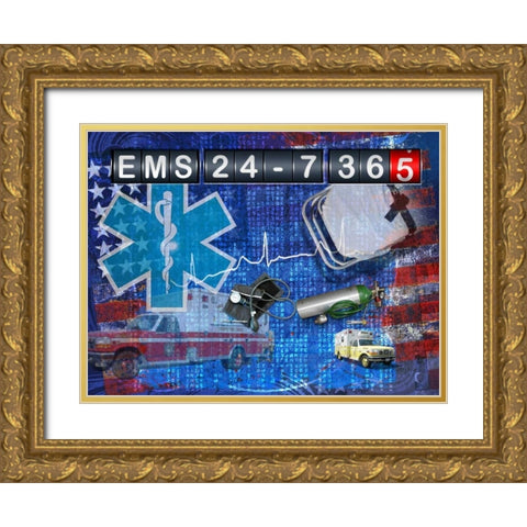 EMS 24-7 365 Gold Ornate Wood Framed Art Print with Double Matting by Baldwin, Jim