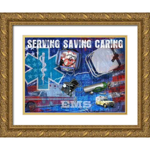 Serving Saving Caring Gold Ornate Wood Framed Art Print with Double Matting by Baldwin, Jim