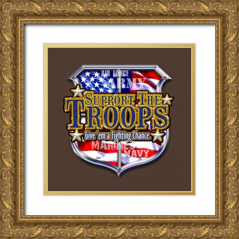 Support the Troops Gold Ornate Wood Framed Art Print with Double Matting by Baldwin, Jim