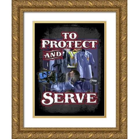 Protect and Serve Gold Ornate Wood Framed Art Print with Double Matting by Baldwin, Jim