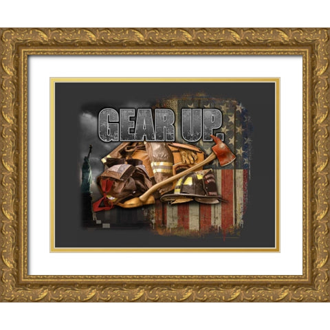 Gear Up Gold Ornate Wood Framed Art Print with Double Matting by Baldwin, Jim