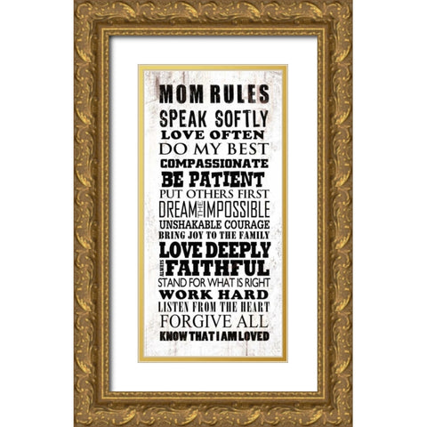 Mom Rules Gold Ornate Wood Framed Art Print with Double Matting by Baldwin, Jim