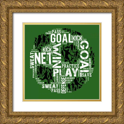Soccer - Green Gold Ornate Wood Framed Art Print with Double Matting by Baldwin, Jim