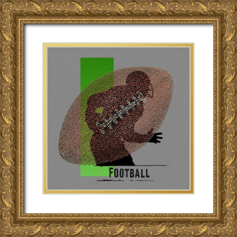 Football Gold Ornate Wood Framed Art Print with Double Matting by Baldwin, Jim
