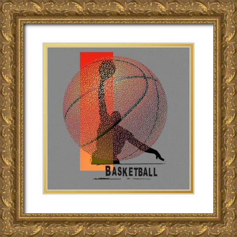 Basketball Gold Ornate Wood Framed Art Print with Double Matting by Baldwin, Jim