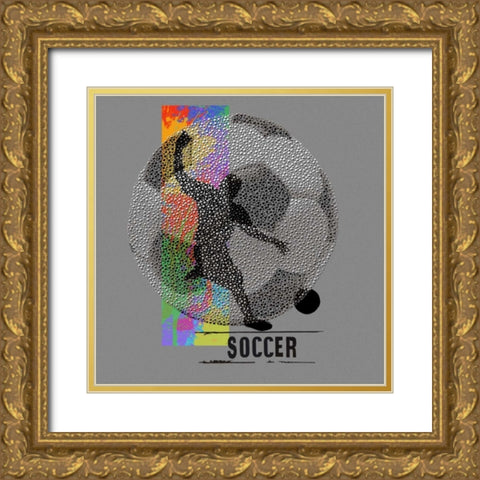 Soccer Gold Ornate Wood Framed Art Print with Double Matting by Baldwin, Jim