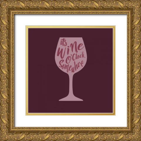 Wine OClock Gold Ornate Wood Framed Art Print with Double Matting by Baldwin, Jim