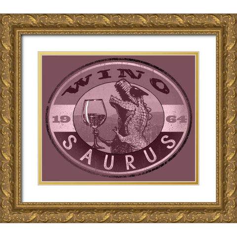 WinoSaurus II Gold Ornate Wood Framed Art Print with Double Matting by Baldwin, Jim