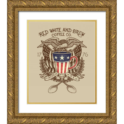 Red, White and Brew Gold Ornate Wood Framed Art Print with Double Matting by Baldwin, Jim