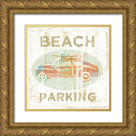 Beach Parking Gold Ornate Wood Framed Art Print with Double Matting by Baldwin, Jim