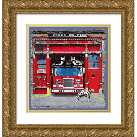 Engine Co. 74 Gold Ornate Wood Framed Art Print with Double Matting by Baldwin, Jim