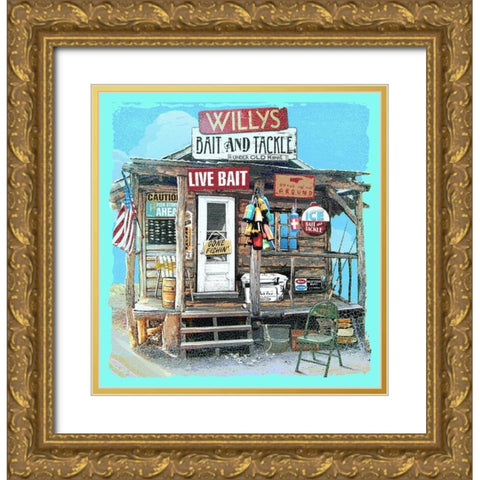 Willys Bait and Tackle Gold Ornate Wood Framed Art Print with Double Matting by Baldwin, Jim