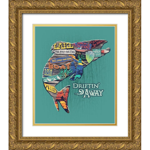 Trout Gold Ornate Wood Framed Art Print with Double Matting by Baldwin, Jim