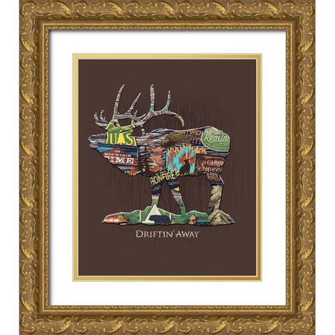 Elk Gold Ornate Wood Framed Art Print with Double Matting by Baldwin, Jim