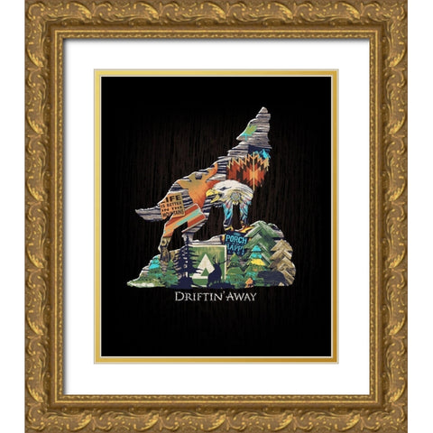 Wolf Gold Ornate Wood Framed Art Print with Double Matting by Baldwin, Jim