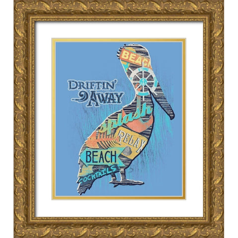 Pelican Gold Ornate Wood Framed Art Print with Double Matting by Baldwin, Jim