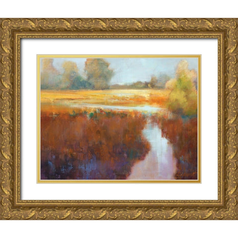 Running River Gold Ornate Wood Framed Art Print with Double Matting by Candy Rideout
