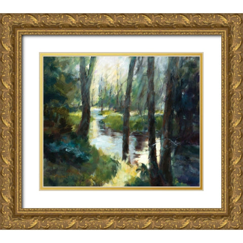 Serene Gold Ornate Wood Framed Art Print with Double Matting by Candy Rideout