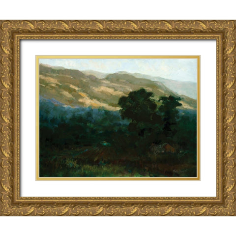 Mountain View Gold Ornate Wood Framed Art Print with Double Matting by Candy Rideout