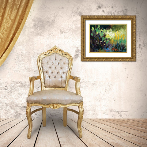 Greenery Gold Ornate Wood Framed Art Print with Double Matting by Candy Rideout