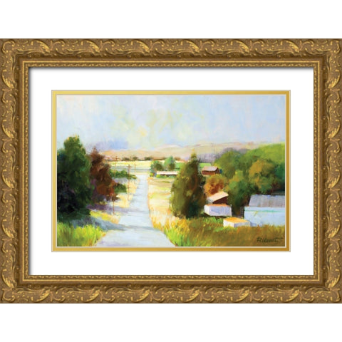 Old Town Gold Ornate Wood Framed Art Print with Double Matting by Candy Rideout