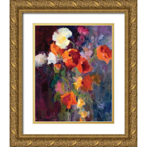 Floral I Gold Ornate Wood Framed Art Print with Double Matting by Candy Rideout