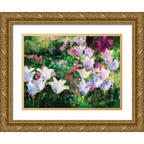 Floral II Gold Ornate Wood Framed Art Print with Double Matting by Candy Rideout