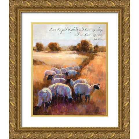 Good Shepherd Gold Ornate Wood Framed Art Print with Double Matting by Candy Rideout