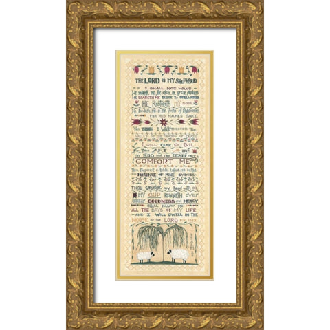 The Lord is My Shepherd Gold Ornate Wood Framed Art Print with Double Matting by Shamp, Cindy