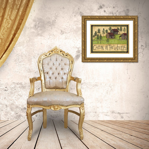 Cabin in the Woods Gold Ornate Wood Framed Art Print with Double Matting by Shamp, Cindy
