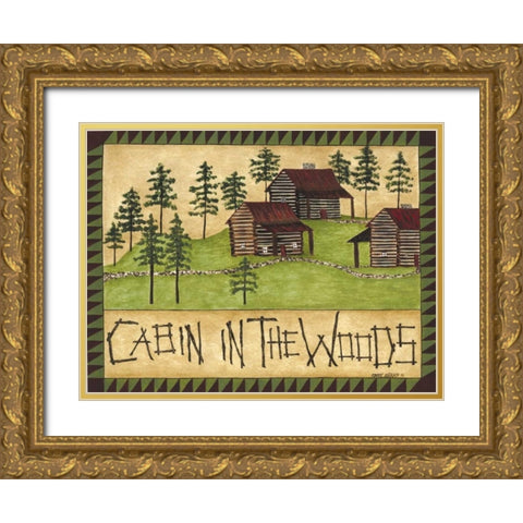 Cabin in the Woods Gold Ornate Wood Framed Art Print with Double Matting by Shamp, Cindy