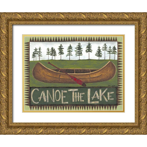 Canoe on the Lake Gold Ornate Wood Framed Art Print with Double Matting by Shamp, Cindy